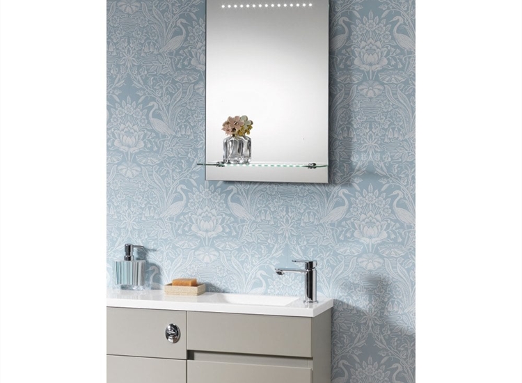 Bologna Mirror with LED Lights & Lit Shelf - 395 x 600mm